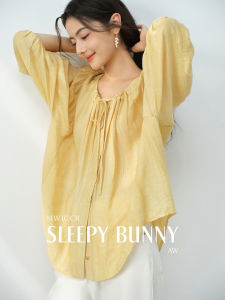 Lantern Sleeve Tied Slimming Loose Shirt
