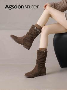 Agsdon | Giày Bốt Mũi Nhọn Gót Đầy Phong Cách Cổ Điển Thu 8cm