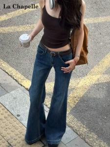 Quần Jeans Denim Ống Rộng Cạp Lows 2025 Thu Quần Jeans Nữ Co Giãn Thẳng Ôm Dáng Quần Dài Đến Sàn La Chapelle Retro