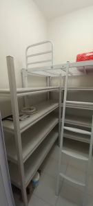 Helper room loft bed with shelf customize singapore/lourve door/ceiling fan light/ventilator/bomshelter/store room/utility
