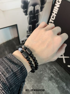 สร้อยข้อมือหินอัลฟอร์สเตอร์สำหรับผู้ชาย 12 ราศี ดีไซน์เก๋ไก๋ไม่ซ้ำใคร สัมผัสหรูหรา สร้อยข้อมือทรงกลมสไตล์ย้อนยุค เครื่องประดับแฟชั่น