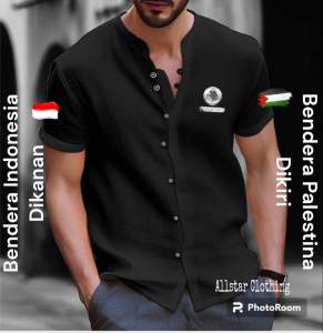 Allstar - Kaos V Neck Style Kemeja Lengan Pendek Fisabillah Indo&Palestin Distro / Kaos Kemeja / Kaos V Neck Kancing / Kaos Kemeja Kancing / Kaos Kemeja Pria / Kaos Kancing Kemeja / Kaos Keren Kemeja / Kaos Pria / Kaos V Neck Style Kancing