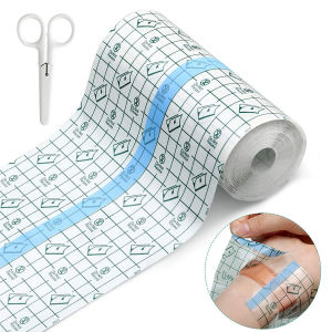 Transparent Dressing Adhesive Bandage PE Waterproof Clear Bandages Stretch Skin Tape for Shower Tattoos Swimming Give Scissors