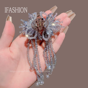 Elegant Floral Crystal Bead Tassel Hair Clip Womens New 2025 Fashion Sensation Super Fairy Side Clip Small Hair Accessory