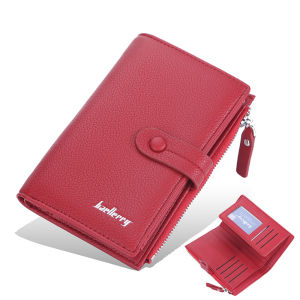 Baellerry Ladies Long Wallet 3-Fold Fashion Coin Purse with Phone Holder Button Clasp Bank Card & ID Card Storage Holder