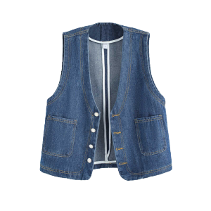plus Size Short Denim Vest Womens Fashionable Sleeveless Loose Cover up Trendy Shoulder Pad Versatile Thin Outerwear