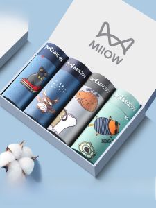 Quần lót boxer nam MiiOW cotton không đường may họa tiết hoạt hình kháng khuẩn