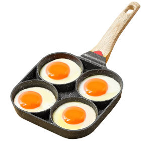 กระทะหลูมลายหินอ่อน กระทะเคลือบ กระทะสีหลู กระทะทอดไข่ดาว 4 หลู ทอดง่าย ไม่ติดกระทะ กระทะแพนเค้ก ทำออมเล็ต กระทะทอดทรงสีเหลี่ยม