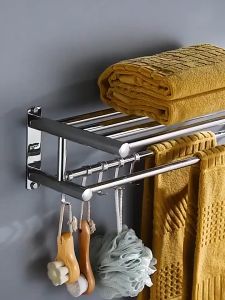 Towel Rack Towel Shelf Bathroom Rack Wall-Mounted Towel Rack Perforated Toilet Storage Rack