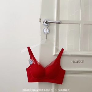 Adjustable Lace Bra Womens Seamless Push up Anti Sagging Wirefree Gathered Underwear Full Cup Fixed Strap Back Four Hooks