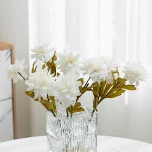 2 Heads Trimming Edge Artificial Dahlia Flowers Faux Silk Large Dahlia Bouquet for Home Wedding Vase Floral Decor