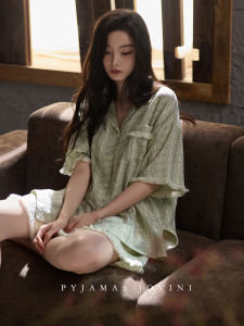 Breathable Cotton Short Sleeve Shorts Sleepwear Set
