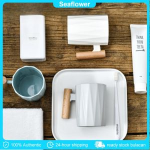 Round Coffee Mug Mimimalist Wooden Handle Cup 400ml