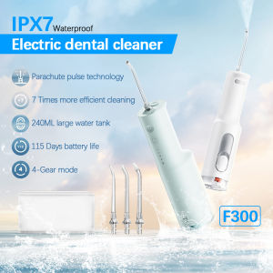 Xiaomi Mijia Portable Water Flosser F300 Electric Oral Irrigator 4 Adjustable Modes 240ML Large Water Tank Dental Floss Rechargeable Teeth Cleaner 115 Days Long Battery Life