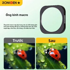Ronkoen 10X Ống Kính Macro Cho Insta360 Ace Pro/Ace Pro 2 Camera Hành Động Cận Cảnh Độ Phóng Đại Bộ Ống Kính Chất Liệu Kính Chống Nước