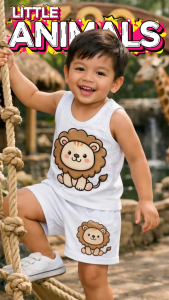 TERNO LITTLE ANIMALS Kids Sando and Shorts for Boys and Girls 1-12 Years Cotton Print