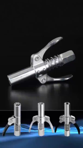 10000 PSI Grease Gun Coupler Heavy-Duty Quick Release Double Handle Gear High pressure oil Injector + 30cm Hose Set Easy to Push Accessories