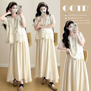 Slimming Youthful Embroidered Maternity Set