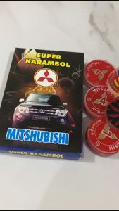 Biji Karambol Super Diameter Besar / Jumbo Motif Mitsubishi / Random | koin krambol 2 lapis tebal 5 mm original | 1 set buah kerambol 5mm glossy | coin bola carambol | anak carrom games