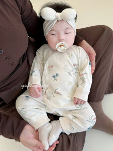 Pure Cotton Long Sleeve Baby Romper Spring Autumn Newborn Clothes Monastic Style Wraparound for Baby Boys And Girls