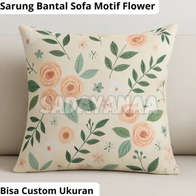 Sarung Bantal Sofa / Kursi 30x30 35x35 40x40 45x45 50x50 60x60 Katun Premium Motif Angela Aesthetic