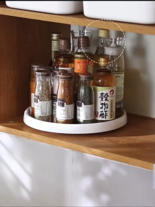 ❣️SPACEIDEAS❣️ 360 Turntable Organizer Fridge Organization Box Non-Skid Spice Rack Organizer Makeup 360 Rotating Storage Container Countertop Organizer Cabinet Organizer Fridge Organizer Box Spinning Spice Rack 360 Rotating Seasoning Rack
