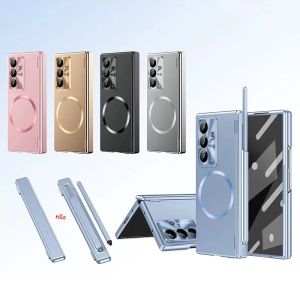 เคส MagSafe พร้อมบานพับป้องกัน สำหรับ Samsung Galaxy Z Fold 8 7 6 5 พร้อมที่ใส่ปากกา S Pen และฟิล์มกันรอยหน้าจอ