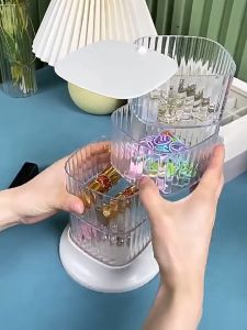 Hộp Đựng Đồ 4 Tầng TRong Suốt Xoay 360 Độ Gọn Gàng Tiện Lợi Tránh Bụi Bẩn