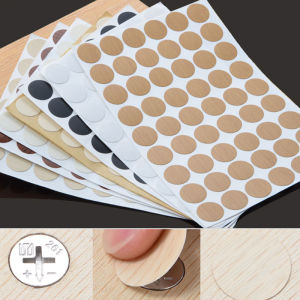 54Pcs/card 21mm PVC Furniture Screw Cover Hole Caps Stickers Self Adhesive Decorative Films Craft Desk Cabinet Drawer Ornament