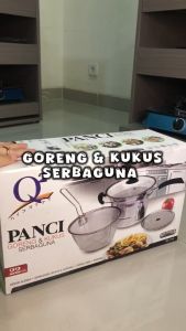 Deep Fryer Pan 22 CM Multifungsi 3 IN 1 - Panci Kukus Goreng Rebus Serbaguna - Panci Korea Q2 218