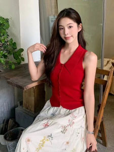 PEIXI | Seductive Sleeveless Fitted Red Top
