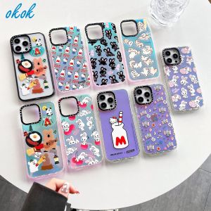 Okok caseti Laser Hello Kitty thỏ Cặp Mèo dinotaeng Ốp điện thoại cho Iphone 14 14Plus 14pro 14Promax 13 13Pro 13Promax phong cách dễ thương 12 12pro 12Promax 11 11Promax cao cấp mềm Ốp trong suốt chống sốc thiết kế mới phong cách phổ biến