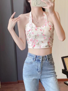 Hoa Thái Lan Áo Hai Dây Ống Áo Nữ Mặc Bên Trong Mùa Hè Mới Nóng Bỏng Bé Gái Áo Khoác Ngoài Đẹp Phong Cách Ngắn Thời Trang Đường Phố