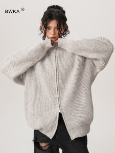 BWKA | Double Zip Front Knit Sweater Vintage Casual