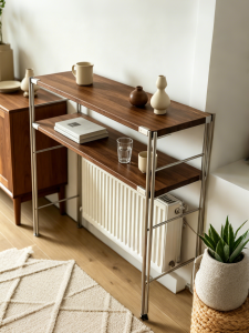 AMU·PIGGY | Vintage Style Radiator Shelf Multi-level Wooden Storage Rack