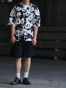 เสื้อเชิ้ตชาย | เสื้อเชิ้ตแขนสั้นพิมพ์ลายสำหรับผู้ชาย เสื้อลายแพนด้าสนุกสนาน เสื้อเชิ้ตผู้ชาย ฤดูร้อน เสื้อแนวฮาวาย ลาย ดอกลำลอง ทรงหลวม ฮิปฮอป เสื้อเชิ้ตชาย เสื้อเชิ้ตแขนสั้น