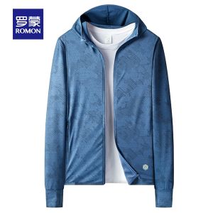 ROMON | Romon Mens Ice Silk Sun Protection Clothing Ultra-Thin Outdoor Camouflage Skin Coat Summer Fashion Urban Style Long Sleeve Zipper
