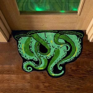 VIKAMA Octopus Shaped Plush Rug Water-Absorbent Non-Slip Bath Mat for Bathroom Bedroom & Game Room Home Decor