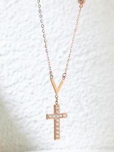 SHISHANGMEIDI | Rose Gold 18K Cross Embedded Necklace