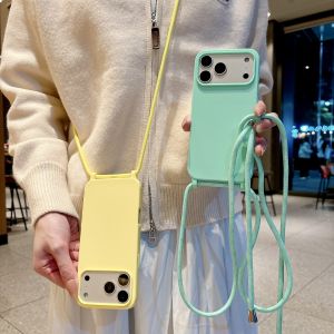 New Crossbody Adjustable Lanyard Phone Case For iPhone 17e 16e 12 11 Pro Xs Max 7 8 Plus X XR SE 2020 2022 Strap Rope Soft Cover