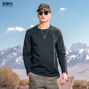 เสื้อยืดแขนยาวผ้าฝ้ายยาวปักลายตัวอักษร Enjeolon สำหรับผู้ชาย ฤดูใบไม้ร่วง/ฤดูหนาว 2025 ทรงพอดีตัว ระบายอากาศได้ดี นุ่มสบาย