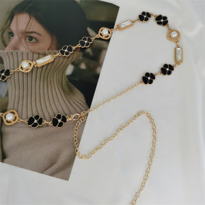 Womens Pearl Chain Belt Waist Chain Accessory Dress Decorative Slimming Belt High-End Feelings 2025 New Leather Belt