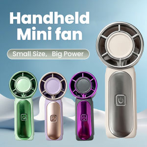 Portable Mini Handheld Fan With LED Display USB Rechargeable High Speed Desktop Turbo Fan For Outdoor Travel Camping Home Office