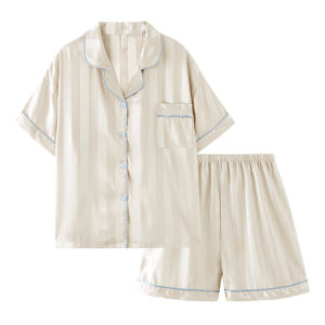 MiiOW | ชุดนอนผ้าไหมน้ำแข็งแขนสั้นผู้หญิง ฤดูร้อน 2025 ใหม่ แขนสั้นบาง ใส่กลางแจ้งได้ ไซส์ใหญ่ เสื้อผ้าใส่อยู่บ้าน