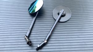 กระจกทรงกลม ปรับได้ สีดำ งานอลูมิเนียม CNC ใส่ได้ทุกรุ่น กระจกมอเตอร์ไซค์ กระจกมองหลัง สำหรับ Yamaha Kawasaki Suzuki Honda Vespa เกลียว 10มม. Mirror