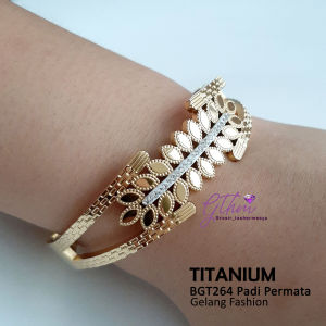 Gelang Ori Titanium Padi Permata Mewah Elegan Anti Karat