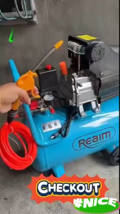REAIM Industrial Grade 2.5HP 1100W 24L/50L 220V Heavy Duty Air Compressor Portable Pneumatic Power Source for Auto Repair Paint Spraying Garage Workshop Commercial Use