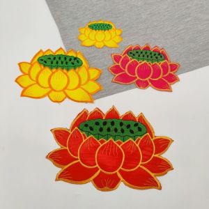 ผ้าปูพื้นบู๊ที่ประดับดอกบัว เสื้อคลุมบู๊ท สไตล์ชาติพันธุ์ ดอกบัวประดับดอกไม้ ปักลาย งานฝีมือ DIY สำหรับบ้าน