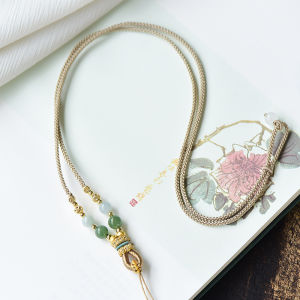 High-End Handmade Jade Pendant Necklace Rope Safe Buckle Winding Gold Necklace Rope Jadeite Rope Advanced Pendant Rope