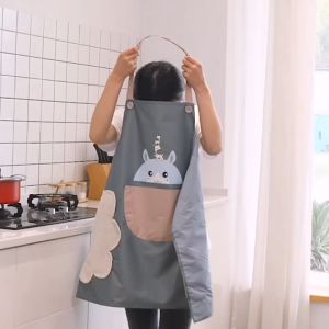 Tạp dề nấu ăn nhà bếp cao cấp chống thấm có chỗ để điện thoại lau tay tiện lợi My Home DN134